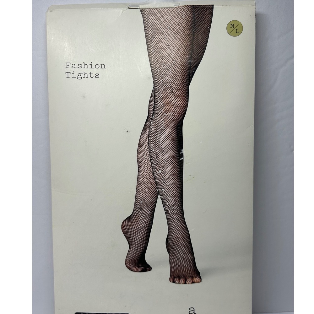 A New‎ Day Fashion Tights Black Fishnet Pattern Size M/L Brand New - Picture 4 of 9